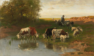 Christian Friedrich Mali - Vieh mit Hirte an der Furt.webp