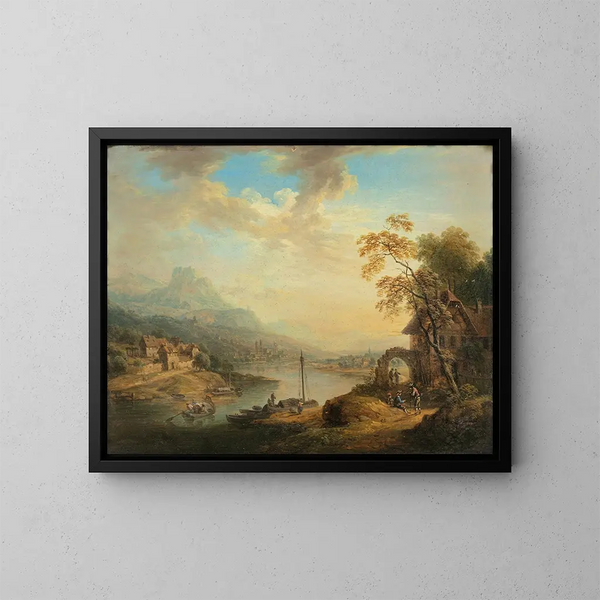 Landskap med flod - Christian Georg Schütz l'Ancien — inramlat konstverk på väggen