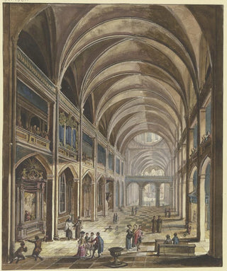 Christian Stcklin - Blick In Ein Kircheninneres Mit Barockausstattung Viele Figuren Als Staffage.webp