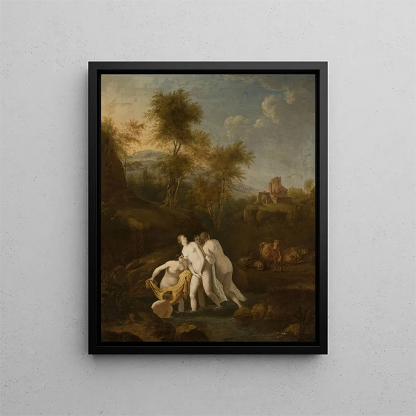 Bain des nymphes - Christian Wilhelm Ernst Dietrich — inramlat konstverk på väggen