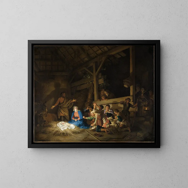 L'Adoration des bergers - Christian Wilhelm Ernst Dietrich — inramlat konstverk på väggen