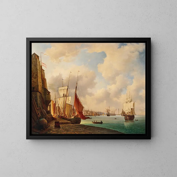Le port de Trieste - Christian von Plattensteiner — inramlat konstverk på väggen