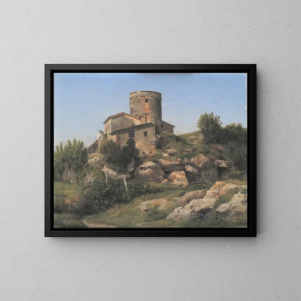 Ett byggnad nära Tor di Quinto, i närheten av Rom - Christoffer Wilhelm Eckersberg — inramlat konstverk på väggen