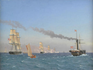 Christoffer Wilhelm Eckersberg - Christian VIII Aboard his Steamship gir Watching the Manoeuvres of a Squadron near Copenhagen.webp