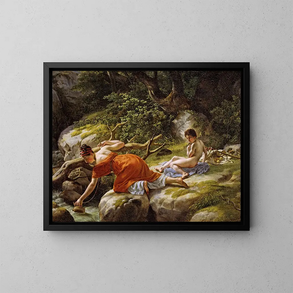 Hagar och Ismael i öknen - Christoffer Wilhelm Eckersberg — inramlat konstverk på väggen