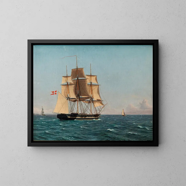 La Corvette Najaden sous voiles - Christoffer Wilhelm Eckersberg — inramlat konstverk på väggen