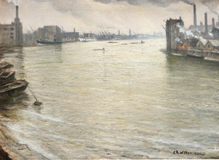 Christopher R W Nevinson - The Thames looking towards Tower Bridge.webp