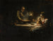 En inomhusscen med den heliga familjen vid bordet - Jean-Honoré Fragonard-kretsen — vy av konstverket