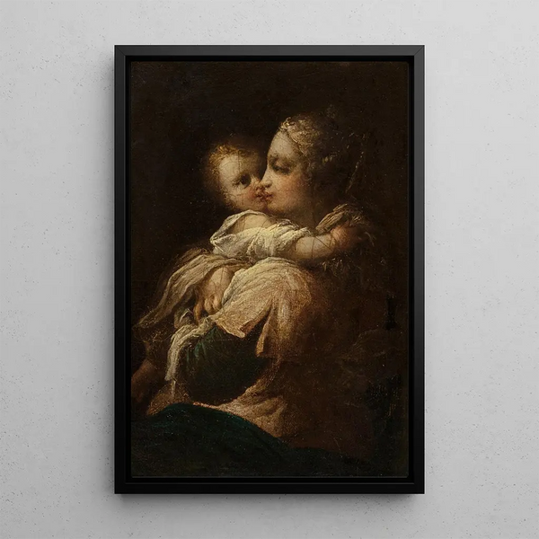 Reproduktion av målningen Mor och barn - Jean-Honoré Fragonard's cirkel
