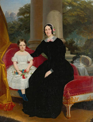 Circle of Federico de Madrazo y Kuntz - Portrait of a mother and her daughter.webp
