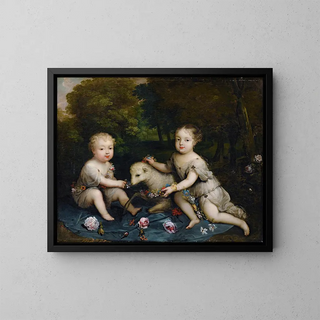 Circle of Henri Gascar - Portrait of Two Children With a Lamb.webp