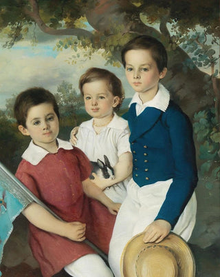 Circle of Joseph Weidner - Portrait of Three Children with Rabbit.webp