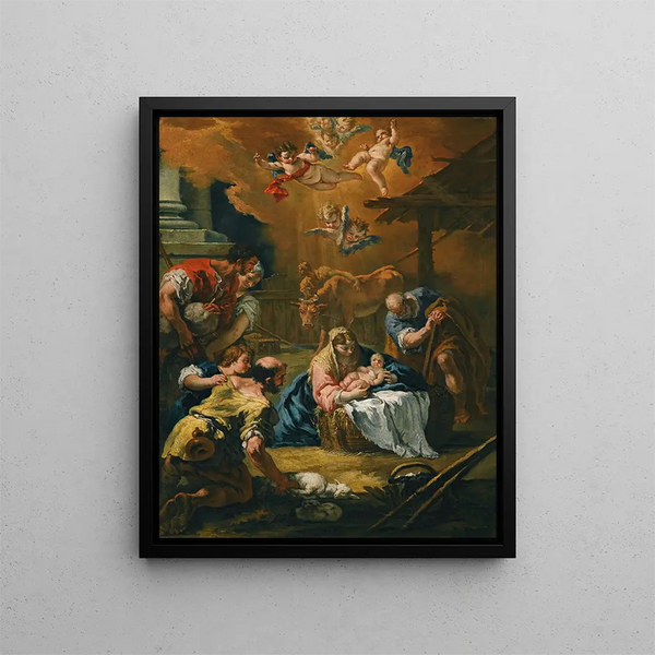 L'Adoration des bergers - Cercle de Sebastiano Ricci — inramlat konstverk på väggen