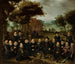 officerare från den gamla milisen i Alkmaar i ett landskap - Claes Jacobsz van der Heck — vy av konstverket