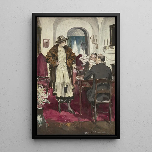 Reproduktion av målningen La partie de cartes - Clarence F. Underwood