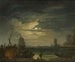 En medelhavsbukts i månsken - Claude-Joseph Vernet — vy av konstverket