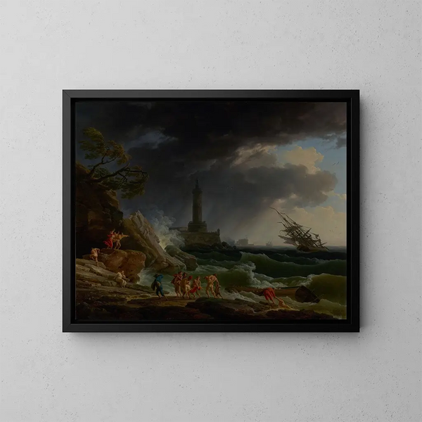 En storm på en medelhavskust - Claude-Joseph Vernet — inramlat konstverk på väggen