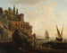 ett imaginärt landskap, italiensk hamnscen - Claude-Joseph Vernet — vy av konstverket