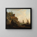ett imaginärt landskap, italiensk hamnscen - Claude-Joseph Vernet — inramlat konstverk på väggen