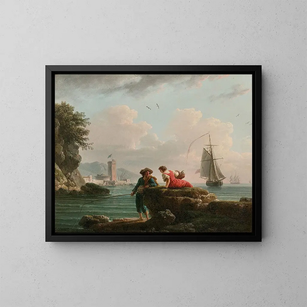 Fiskare vid en medelhavskust - Claude-Joseph Vernet — inramlat konstverk på väggen