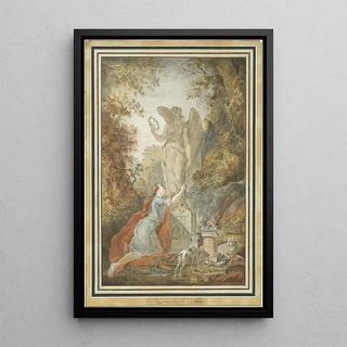 Claude Hoin - An Artist Adoring a Statue of Virtue.webp