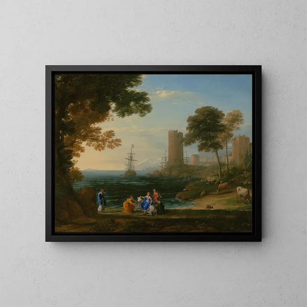 Vue côtière avec l'enlèvement d'Europe - Claude Lorrain — inramlat konstverk på väggen