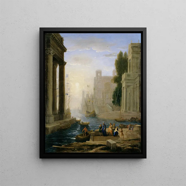 Embarkation of Sainte Paule - Claude Lorrain — inramlat konstverk på väggen