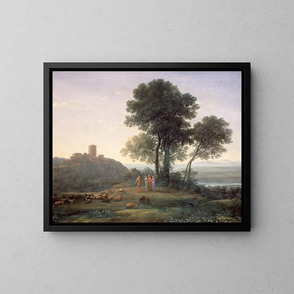 Jacob med Laban och hans döttrar - Claude Lorrain — inramlat konstverk på väggen