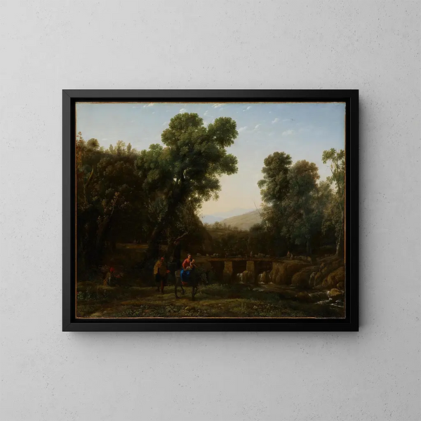 La Fuite en Égypte - Claude Lorrain — inramlat konstverk på väggen
