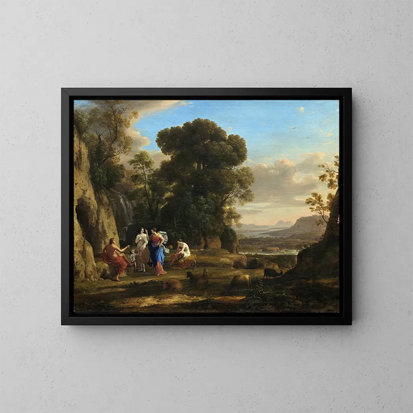 Le Jugement de Paris - Claude Lorrain — inramlat konstverk på väggen