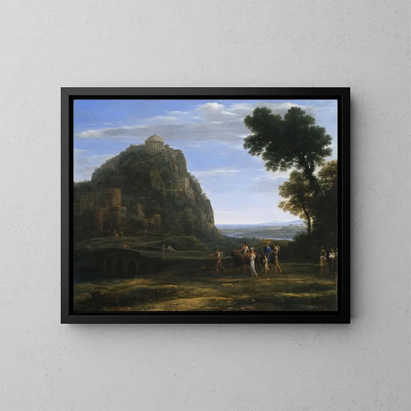 Vue de Delphes avec une procession - Claude Lorrain — inramlat konstverk på väggen