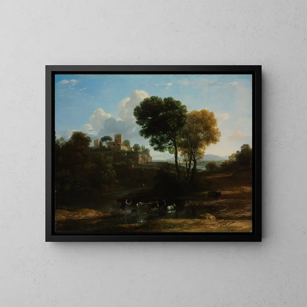 Villa i den romerska landsbygden - Claude Lorrain — inramlat konstverk på väggen
