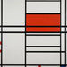 Komposition av rött och vitt nr 1 Komposition nr 4 med rött och blått - Piet Mondrian — visat i en interiör