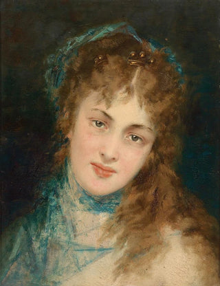 Conrad Kiesel - Bildnis einer Dame mit blauem Tuch.webp