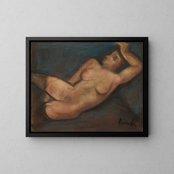 den liggande figuren med armen över huvudet - Constant Permeke — inramlat konstverk på väggen