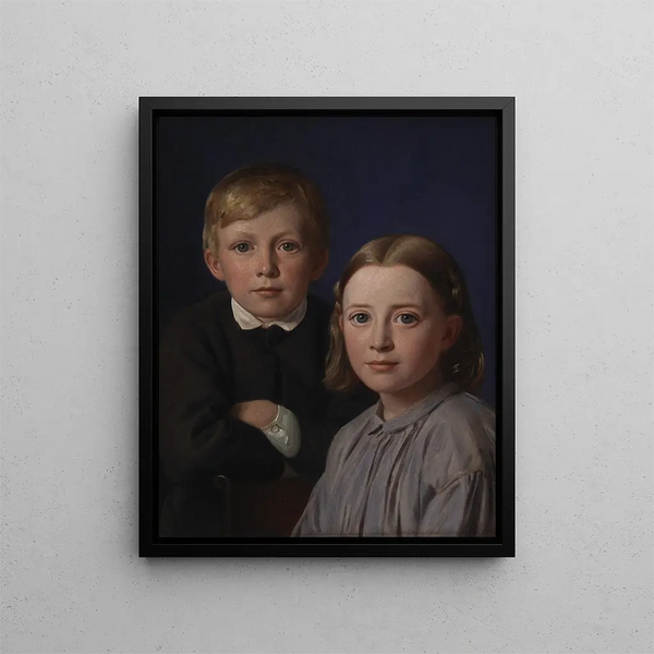 Jens Simmelkr Asmussen och Katrine Asmussen barn - Constantin Hansen — inramlat konstverk på väggen