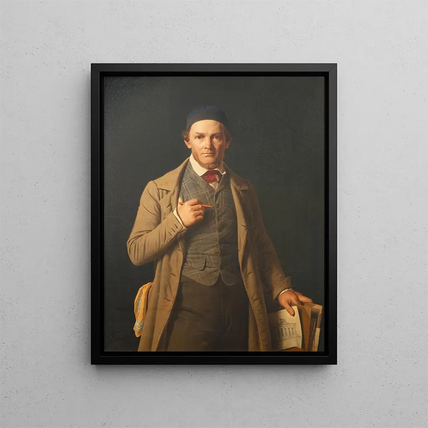 Portrait de Gottlieb Bindesbøll - Constantin Hansen — inramlat konstverk på väggen