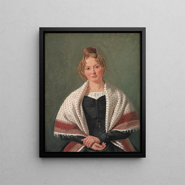 porträtt av Hanne Wanscher född Wegener - Constantin Hansen — inramlat konstverk på väggen