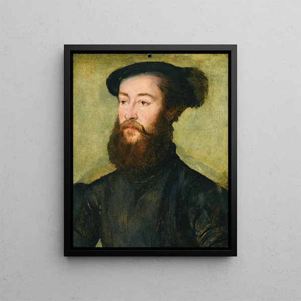 Portrait av en gentleman - Corneille de Lyon — inramlat konstverk på väggen