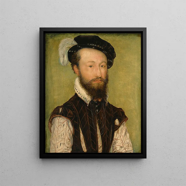 Portrait av en man - Corneille de Lyon — inramlat konstverk på väggen
