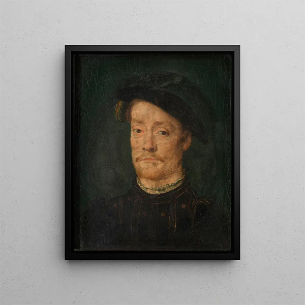 Portrait av en man (konflikt av rättsfall) - Corneille de Lyon — inramlat konstverk på väggen