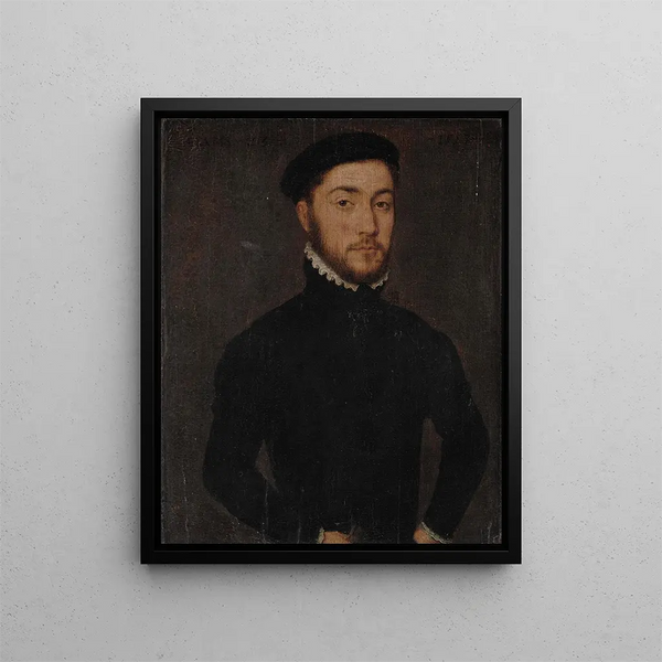 Portrait d'un gentleman (Case Conflict) - Corneille de Lyon — inramlat konstverk på väggen
