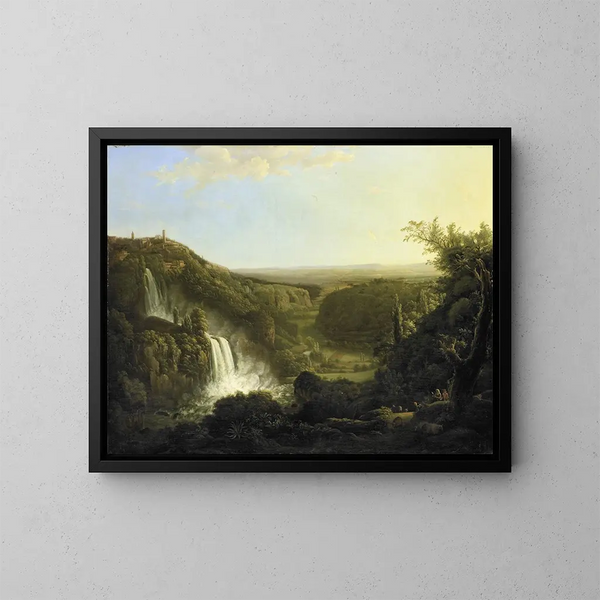 La vallée de l'Anio avec les cascades de Tivoli - Cornelis Apostool — inramlat konstverk på väggen