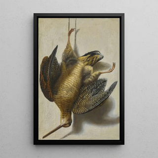 Cornelis Biltius - A trompe loeil with a woodcock hanging before a wall.webp