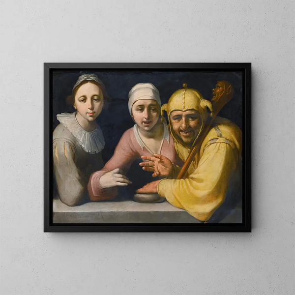 En galning med två kvinnor - Cornelis Cornelisz van Haarlem — inramlat konstverk på väggen