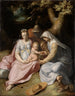 Dopet av Kristus Den heliga familjen med heliga Elisabeth och barnet Johannes i skogen - Cornelis Cornelisz van Haarlem — vy av konstverket