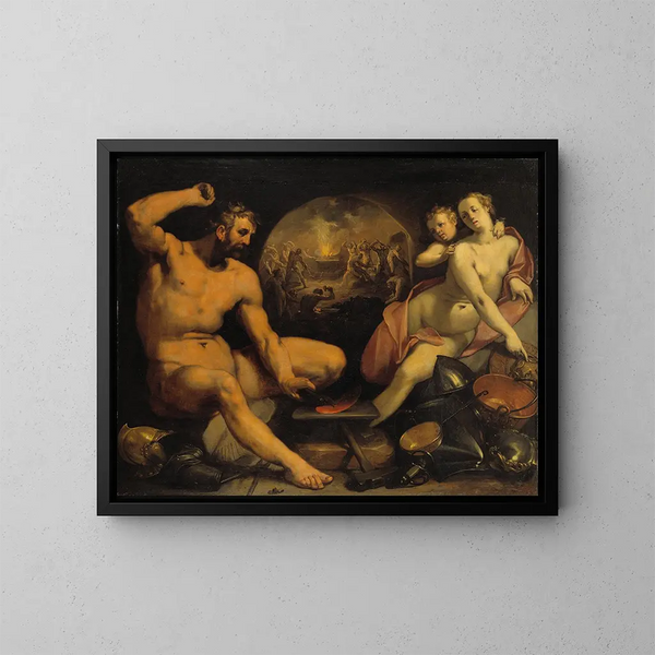 Venus och Vulcan - Cornelis Cornelisz van Haarlem — inramlat konstverk på väggen