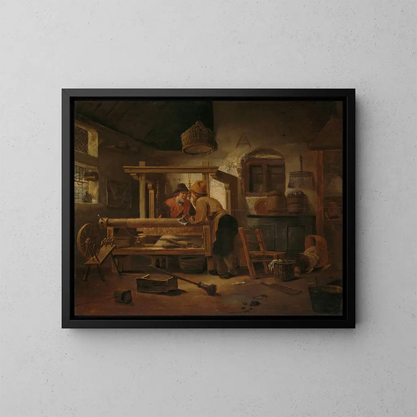 Atelier des tisserands - Cornelis Gerritsz Decker — inramlat konstverk på väggen