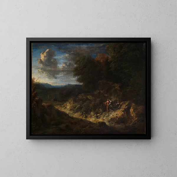 Bord de forêt avec des bergers - Cornelis Huysmans — inramlat konstverk på väggen