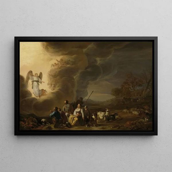 L'Annonciation aux bergers - Cornelis Saftleven — inramlat konstverk på väggen